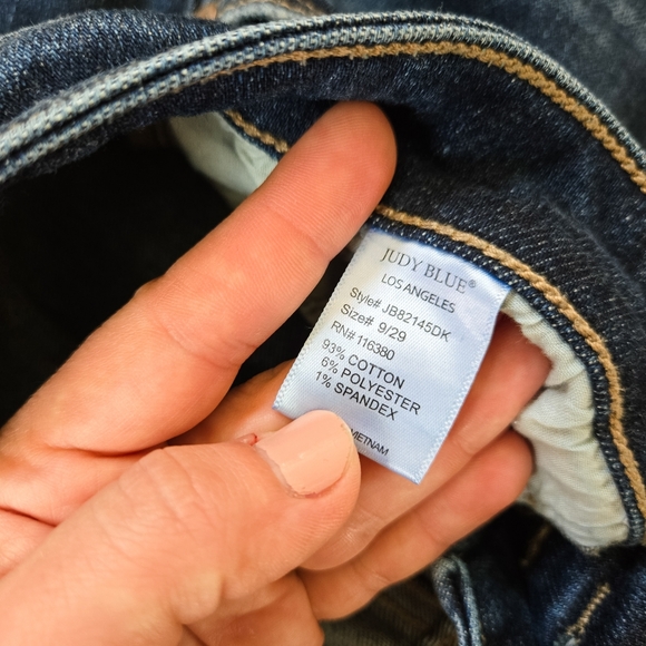 Judy Blue After Hours Dark Wash Destroyed Hem Cropped Straight Leg Jeans Size 9 - Picture 7 of 16